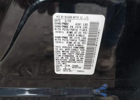 2010 Nissan Rogue S из США, поврежденный, VIN JN8AS5MV5AW610318